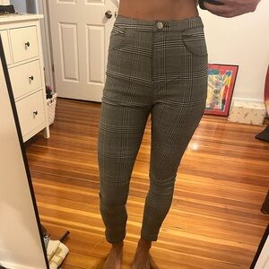 Superdown Black and White Plaid Cropped Pants